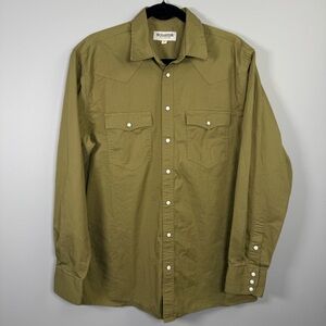 Schaefer Outfitters Men’s Western Shirt L Olive Green Pearl Snap Slub Twill